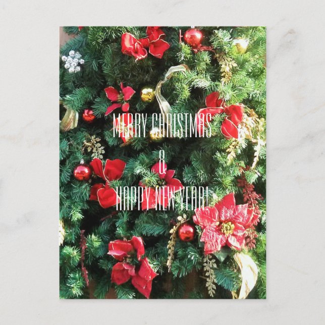 Merry Christmas & Happy New Year, Tree Holiday Postcard (Front)