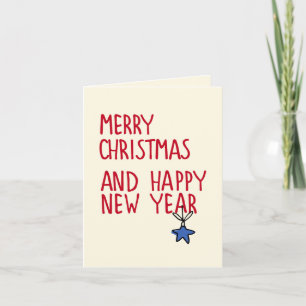 Merry Christmas Happy New Year Typography Note Card