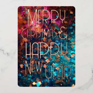 Merry Christmas Happy New Year Vibrant Confetti