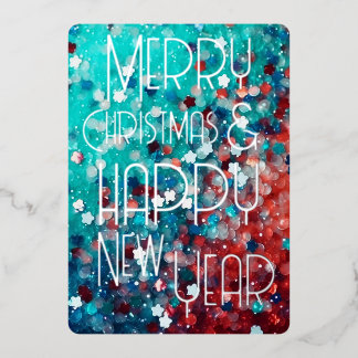 Merry Christmas Happy New Year Vibrant Teal Red