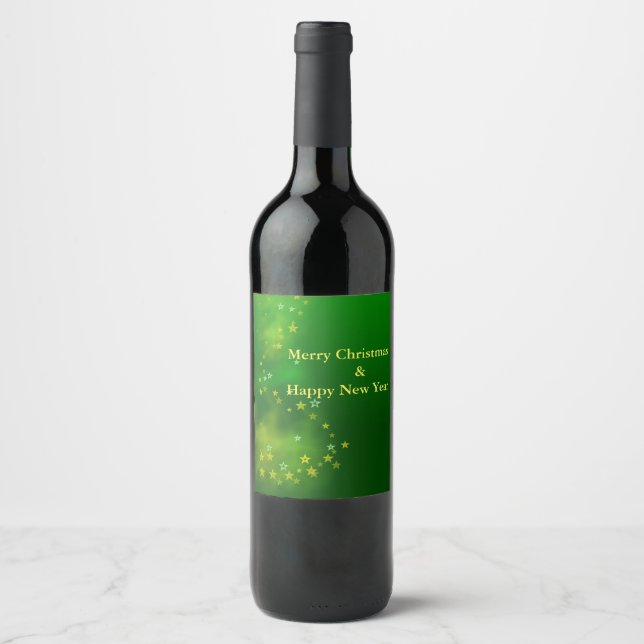 Merry Christmas  Happy New Year Wine Label (Front)