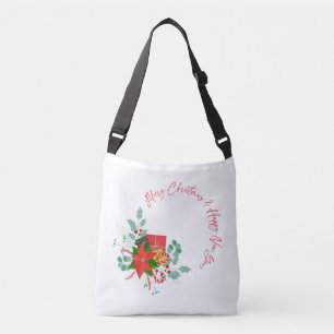 Merry Christmas Happy New Year Wreath Tote Bag