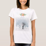 Merry Christmas & Happy New Year! XMAS Snow T-Shirt<br><div class="desc">Merry Christmas & Happy New Year! 20XX XMAS Women's T-Shirts decorated with Christmas magic symbols pattern, garland, Winter Holiday snowy forest, snowman, christmas tree, christmas ball, reindeer, Gingerbread Men, confetti, sparkles, snowflakes, christmas stars, and more festive Handmade elements. Original trendy graphic design for Clothing & Shoes > Women > Clothing...</div>