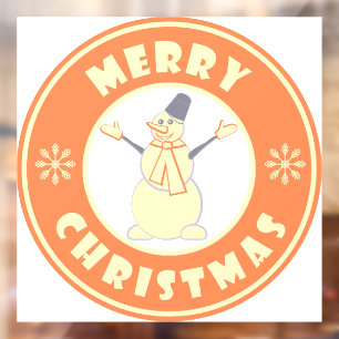 Merry Christmas happy snowman famous coffe style