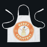 Merry Christmas happy snowman famous coffe style Apron<br><div class="desc">Famous coffe style logo with Merry Christmas typography</div>