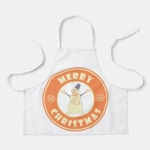Merry Christmas happy snowman famous coffe style Apron