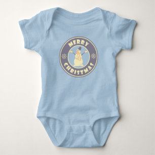 Merry Christmas happy snowman famous coffe style Baby Bodysuit