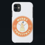 Merry Christmas happy snowman famous coffe style Case-Mate iPhone Case<br><div class="desc">Famous coffe style logo with Merry Christmas typography</div>