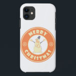 Merry Christmas happy snowman famous coffe style Case-Mate iPhone Case<br><div class="desc">Famous coffe style logo with Merry Christmas typography</div>