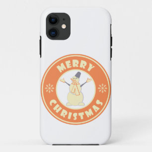 Merry Christmas happy snowman famous coffe style Case-Mate iPhone Case