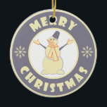 Merry Christmas happy snowman famous coffe style Ceramic Tree Decoration<br><div class="desc">Famous coffe style logo with Merry Christmas typography</div>
