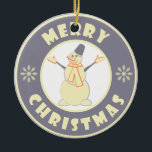 Merry Christmas happy snowman famous coffe style Ceramic Tree Decoration<br><div class="desc">Famous coffe style logo with Merry Christmas typography</div>