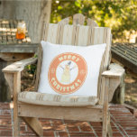 Merry Christmas happy snowman famous coffe style Cushion<br><div class="desc">Famous coffe style logo with Merry Christmas typography</div>