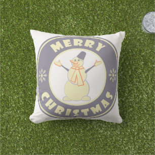 Merry Christmas happy snowman famous coffe style Cushion
