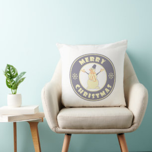 Merry Christmas happy snowman famous coffe style Cushion