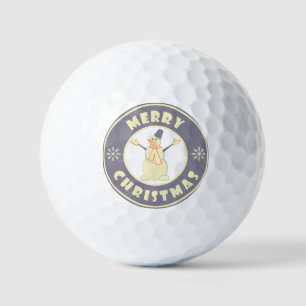 Merry Christmas happy snowman famous coffe style Golf Balls
