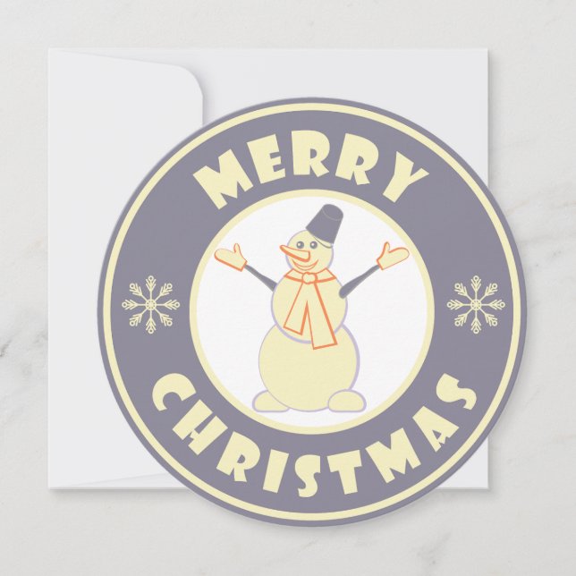 Merry Christmas happy snowman famous coffe style Holiday Card (Front)