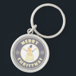 Merry Christmas happy snowman famous coffe style Key Ring<br><div class="desc">Famous coffe style logo with Merry Christmas typography</div>