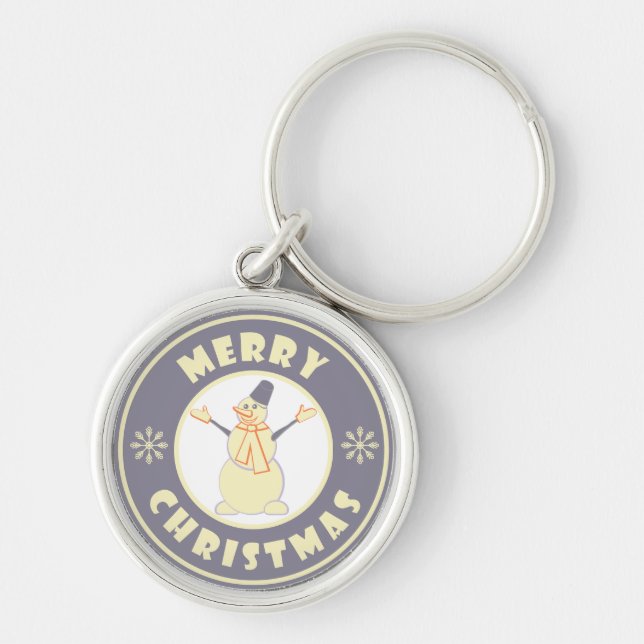 Merry Christmas happy snowman famous coffe style Key Ring (Front)