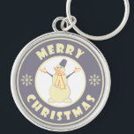 Merry Christmas happy snowman famous coffe style Key Ring<br><div class="desc">Famous coffe style logo with Merry Christmas typography</div>