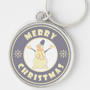 Merry Christmas happy snowman famous coffe style Key Ring