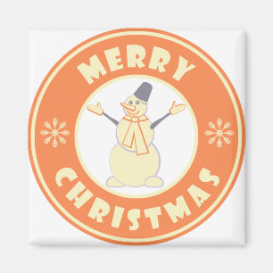 Merry Christmas happy snowman famous coffe style Magnet