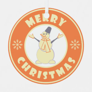 Merry Christmas happy snowman famous coffe style Metal Tree Decoration