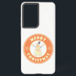 Merry Christmas happy snowman famous coffe style Samsung Galaxy Case<br><div class="desc">Famous coffe style logo with Merry Christmas typography</div>