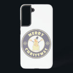 Merry Christmas happy snowman famous coffe style Samsung Galaxy Case<br><div class="desc">Famous coffe style logo with Merry Christmas typography</div>
