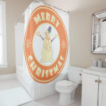 Merry Christmas happy snowman famous coffe style Shower Curtain<br><div class="desc">Famous coffe style logo with Merry Christmas typography</div>