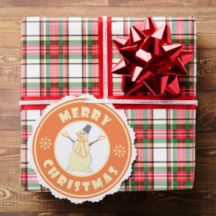 Merry Christmas happy snowman famous coffe style Tree Decoration Card