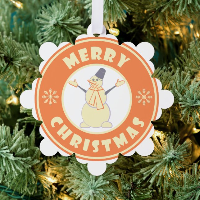 Merry Christmas happy snowman famous coffe style Tree Decoration Card (Insitu (Tree))