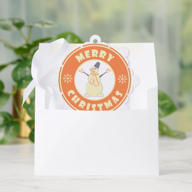 Merry Christmas happy snowman famous coffe style Tree Decoration Card (Envelope)