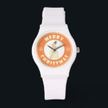 Merry Christmas happy snowman famous coffe style Watch<br><div class="desc">Famous coffe style logo with Merry Christmas typography</div>