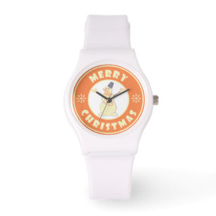 Merry Christmas happy snowman famous coffe style Watch