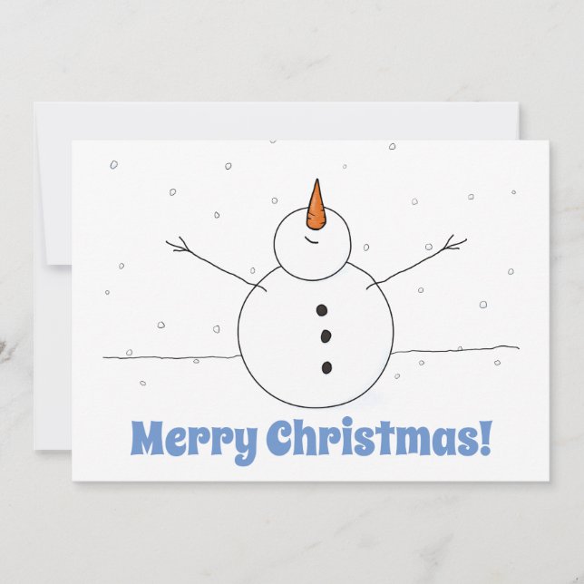 Merry Christmas Happy Snowman Holiday Card (Front)
