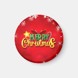 Merry Christmas Happy Xmas Red Green Holiday Fun Magnet