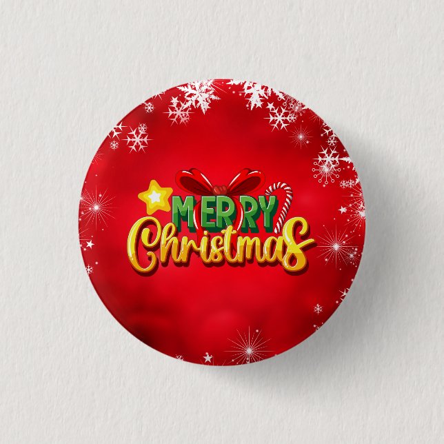 Merry Christmas Happy Xmas Red Green Holiday Funny 3 Cm Round Badge (Front)