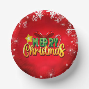 Merry Christmas Happy Xmas Red Green Holiday Funny Paper Plate