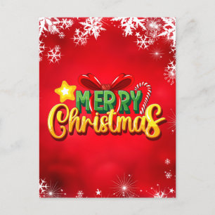 Merry Christmas Happy Xmas Red Green Holiday Funny Postcard