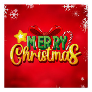 Merry Christmas Happy Xmas Red Green Holiday Funny Poster