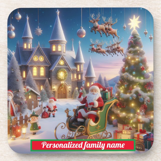 merry christmas Hard plastic coaster (Front)