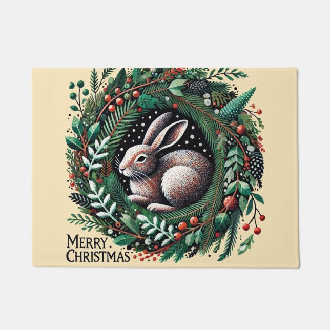Merry Christmas Hare                               Doormat (Front)