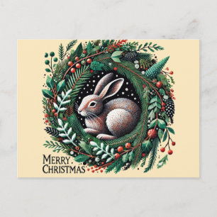 Merry Christmas Hare Postcard