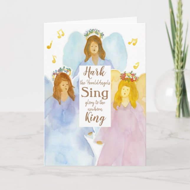 Merry Christmas Hark The Herald Angels Sing Card (Front)
