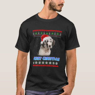 Merry Christmas Harlequin Great Dane Santa Ugly Xm T-Shirt