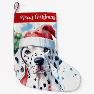 Merry Christmas Hat Festive Dalmatian -  Small Christmas Stocking