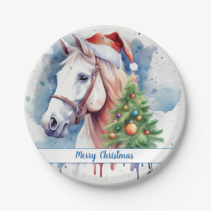 Merry Christmas Hat Festive Horse - Paper Plate