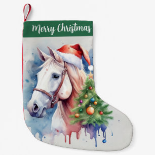 Merry Christmas Hat Festive Horse - Small Christmas Stocking
