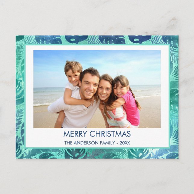 MERRY CHRISTMAS HAWAIIAN TROPICAL BEACH PHOTO HOLIDAY POSTCARD (Front)